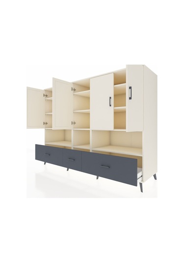 Kronos Dolap 12 Raflı 3 Çekmeceli 5 Kapaklı 220x59x163 Aytaşı-ayt Aytaşı-aytaşı/antrasit