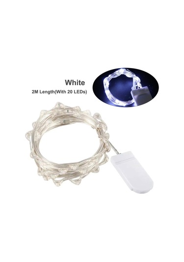 Soulader Bakır Tel Üzerine Dizili 20 Ledli Dekoratif Peri Işığı 2 Metre Beyaz Işık Beyaz