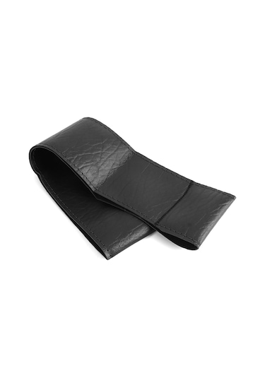 Reedark Kürk Simülasyonlu Fantezi Deri, Su Geçirmez, 38cm Evrensel, Kendin Dikiş Yaparak Konulabilir, Konforlu, Araç İç Dekorasyonu Zenginleyen, Siyah Fantezi Filtre Desenli Direksiyon Kılıfı Siyah