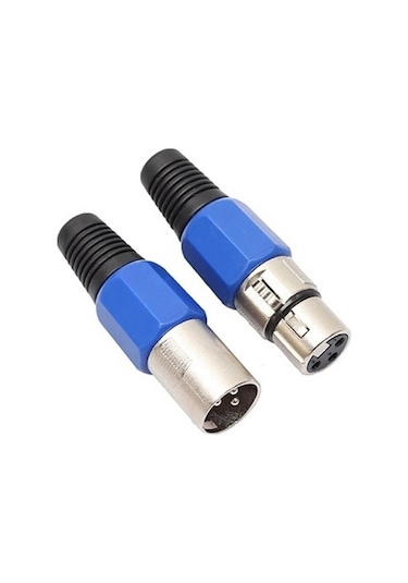 2 Adet - 3 Pin Xlr Konektörü Dişi + Erkek Mikrofon Jackı - Mikrofon Ses Jakı