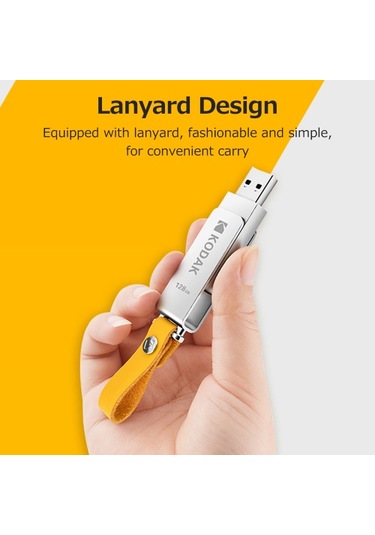 Kodak K133 128g U Disk Metal Taşınabilir Usb Flash Sürücü Su Geçirmez Mini Bellek Çubuğu Araba Kalem Sürücüleri Flashdisk Usb3.0 Gümüş Askılı