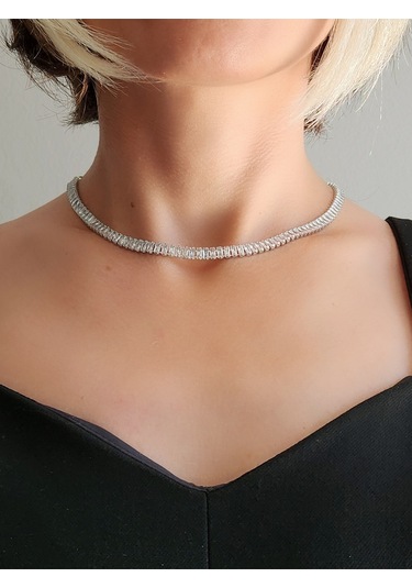 Su Yolu Baget Model Silver Gümüş Renkli Çelik Kolye Gümüş