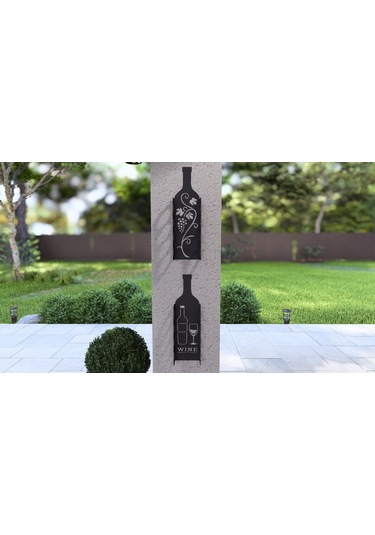 Şarap Şişesi Duvar Rafı Metal Desenli
