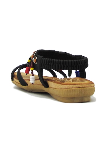 GUJA BLG22Y154 SİYAH KIZ ÇOCUK ARKADAN LASTİKLİ BONCUKLU SANDALET Siyah