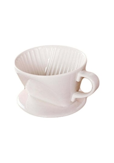 Fosenze Porçelen 3 Delikli Filtre Kahve Çekirdeği - 2-4 Kişilik, Yavaş Ekstraksiyonlu, No.2 Filtre Kağıdı Uyumlu Kahve Hazırlama Seti Beyaz