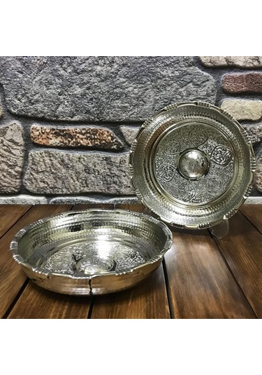 Nikel Kaplama Bakır Hamam Tası 18 Cm Gümüş