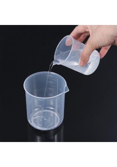 4 Adet Plastik Ölçüm Kabı Laboratuvar Kabı Mezun Bardak Su Ölçekli Şişe Mutfak Pişirme Malzemeleri Ölçüm Aracı