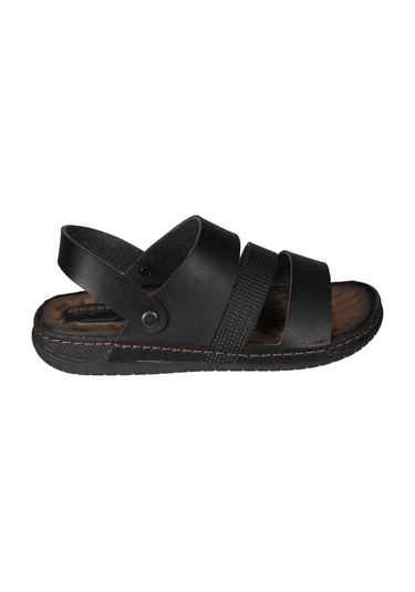 Gezer Erkek Siyah Sandalet Terlik Ortopedik Comfort Tabanlı