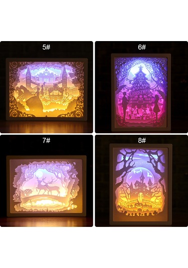 Xiyyadms 3d Kağıt Oyma Gece Lambası - Led Işıklı Dekoratif Masa Lambası Diğer