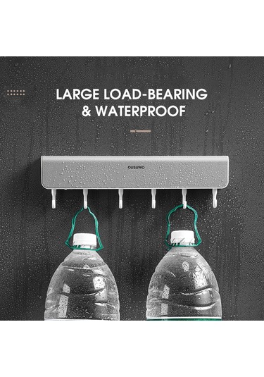 Gajeena Mnmhgg-421 Ousuwo Duvar Askılı Pratik Depolama Ünitesi, 6 Kancalı Ve Bölmeli, Gri Gri