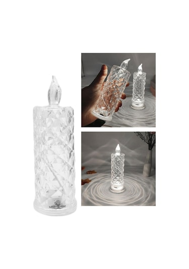 2'li Gül Işıklı Led Mum 13 Cm