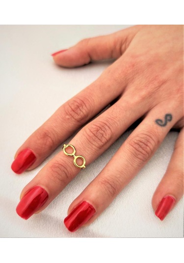 GOLD KAPLAMA KARARMAZ GÖZLÜK FİGÜR ALTTAN AYARLI EKLEM YÜZÜK-YÜZÜK10 Altın