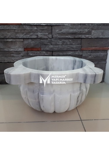 Marmara Pijamalı Kavun Dilimli Mermer Kurna