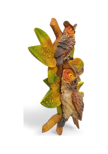 Dekoratif Canlı Renk İkili Baykuş Duvar Süsü Zarif Ev Ve Bahçe Dekorasyonu İçin Şık Aksesuar