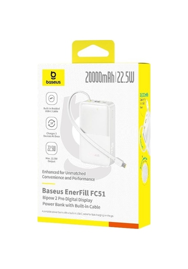 Baseus Enerfill Fc51 Bipow2 Pro Beyaz Power Bank 10000mah 22.5w Rrc9bsu0033