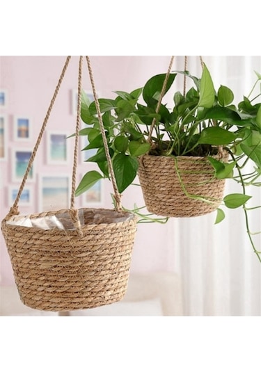 Ulzyvf Tutucu Sepeti Saksısı Saksı Renk Mekan Mekan Makrome L Jüt İç Halat Dokuma Dış Depolama Çiçek Bitki Birincil Bahçe Askılı Jk
