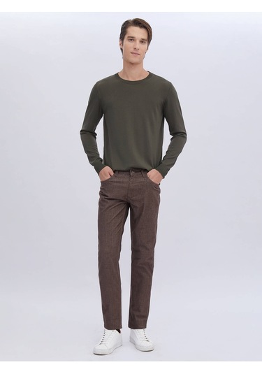 Haki Bisiklet Yaka Düz Örgü Triko Haki