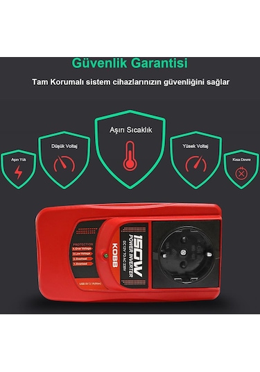 Kobb Kbn150 12V-220V 150Watt Modifiye Sinüs Dönüştürücü İnvertör