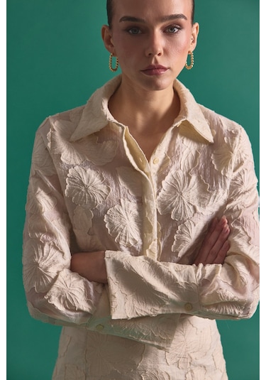 Sateen Belica Gömlek - Bej-137147 bej