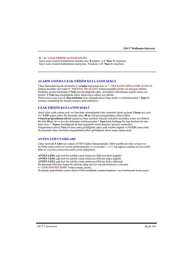 Electrosec GD-17 GSM Arama Modülü