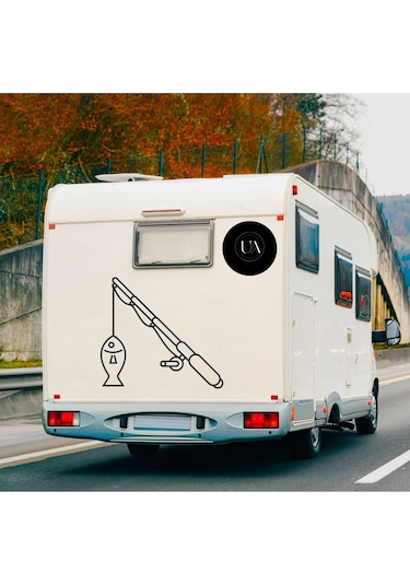 Karavan Sticker Balık Olta Sticker 40x40