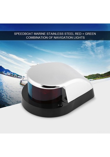 Shineyee Tek Parça Led Gemi Navigasyon Lambası, Çinko Alaşımlı, Su Geçirmez, Kırmızı+yeşil Işık, 2 Mil Görünürlük, Kolay Kurulum
