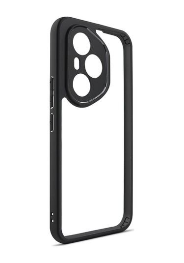 Honor 400 Pro Kılıf Kamera Korumalı Şeffaf Arka Yüzey Mkst New Roll Kapak - Siyah Siyah Siyah