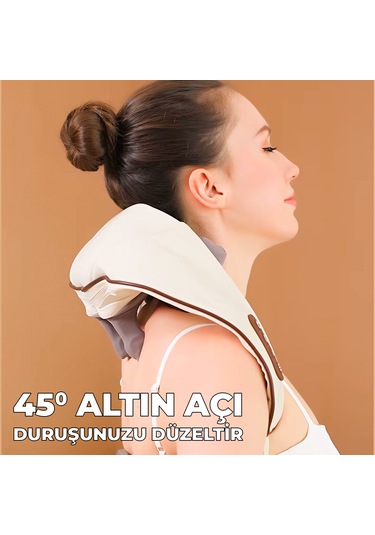 Şarjlı Ovmalı Isıtmalı Masaj Aleti Insan Eli Yoğurma Hissi Bej