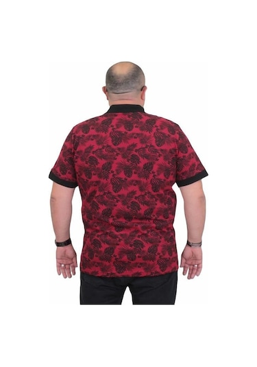 Starbattal Erkek Büyük Beden Polo Yaka Tişört Hawai 24455 Bordo-Bordo