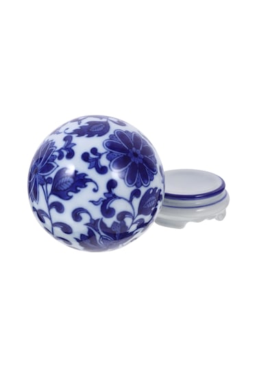 Ruicoo "şık Seramik Dekor Top - Ofis & Ev İçin Minimalist Mavi Beyaz Vazo"