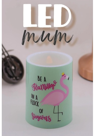 3 Lü Flamingo Led Mum Bardak Tipi Pilli Dumansız Alevli Dekoratif Yapay Mum 10 Cm Yeşil