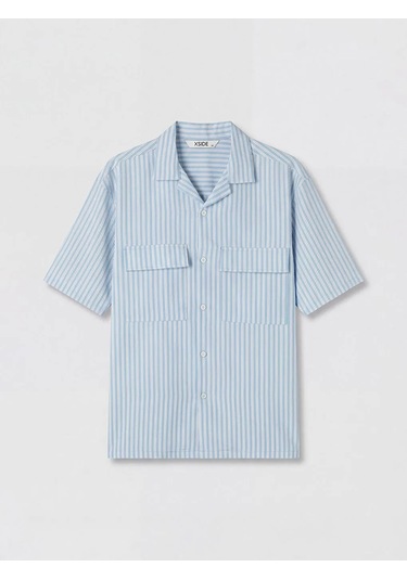 Lc Waikiki Mavi Loose Fit Çizgili Erkek Gömlek