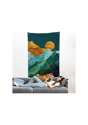 Dağların Üstündeki Güneş Manzarası Duvar Örtüsü-7648