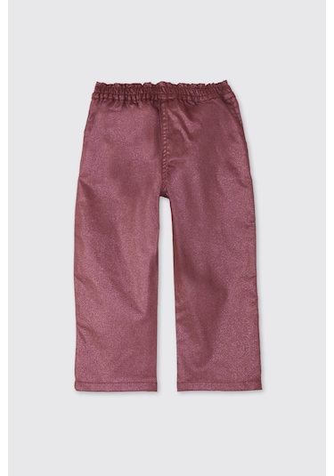 Panço Kız Çocuk Simli Pantolon Bordo