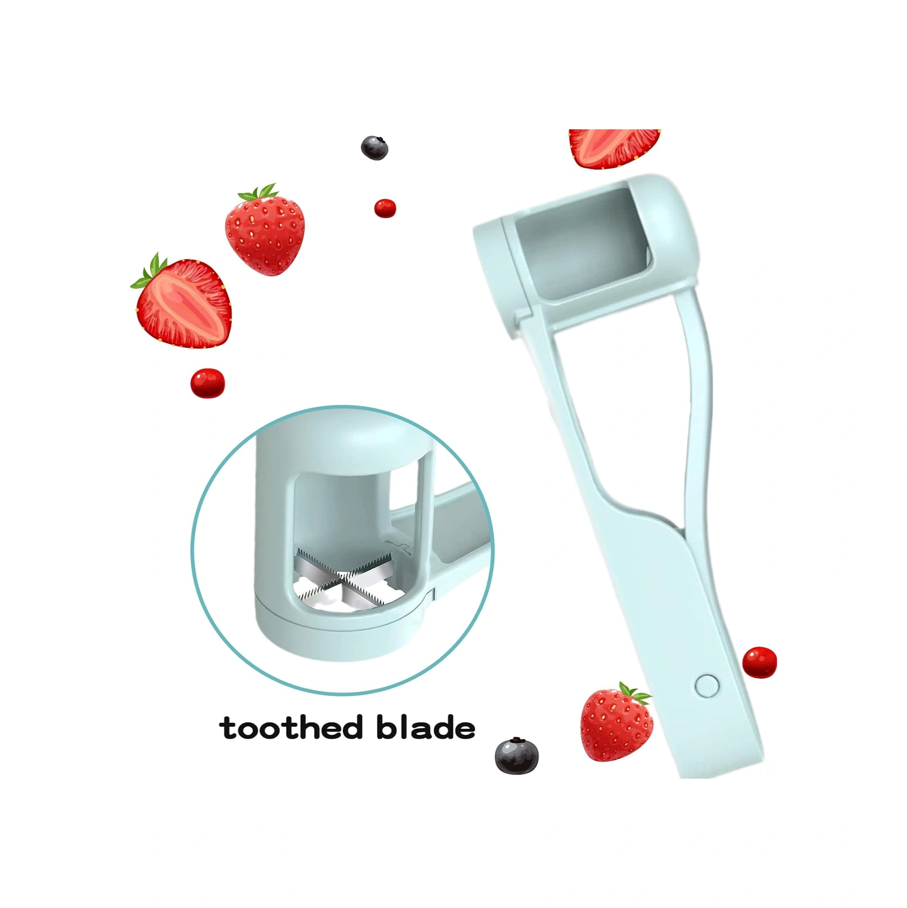 Youtek Mavi Abs+201 Paslanmaz Çelik Meyve Dilimleyici - Üzüm Ve Taze Meyve Bölücü Aleti 17x6x4cm Mavi