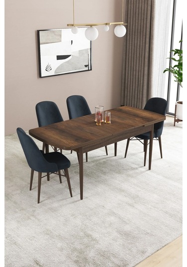 Sar Pakete Almira Serisi, Barok Ahşap Desen 80x132 Açılabilir Mdf Mutfak Masası Takımı 4 Adet Sandalye Antrasit Sar Pakete Almira Serisi, Barok Ahşap Desen 80x132 Açılabilir Mdf Mutfak Masası Takımı 4 Adet Sandalye Antrasit