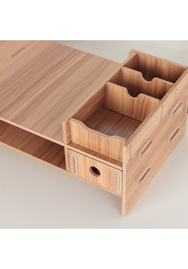 Sones Lcd Monitör Arttırma Rafı Ahşap Klavye Rafı Masaüstü Depolama Rafı Rafı Kiraz Ağacı