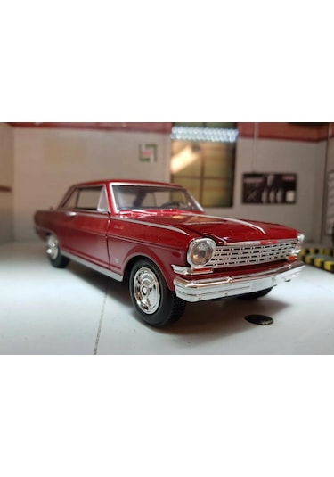 New Ray Koleksiyon 1 / 24 Ölçek 1964 Chevy Nova Ss Kırmızı Model Metal Araba