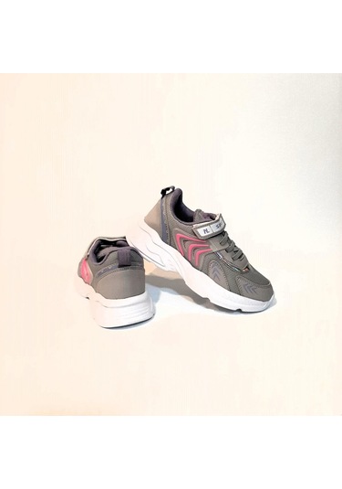 Nil Gri-pembe Fuspetli Hafif Rahat Kız Çocuk Spor Ayakkabı 001