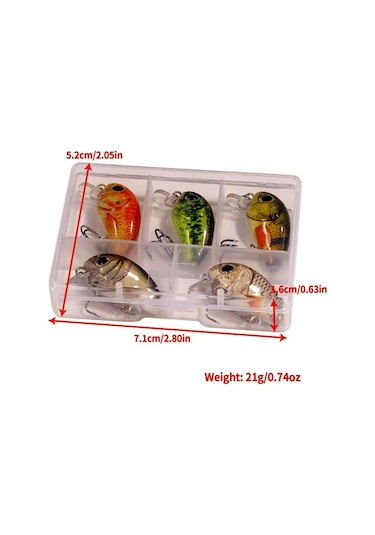 Valkyrie 5 Adet Crankbait Lrf Balık Olta Yem Seti - Sesli Bilyalı - Kutulu - 2.7cm 1.5gr