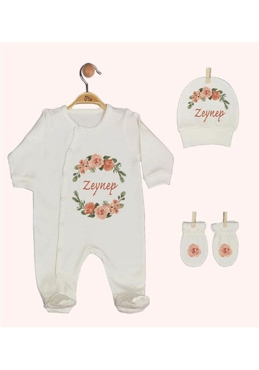 Pia Baby Gl 1946-02 İsme Özel Beşli Tulum Set Krem