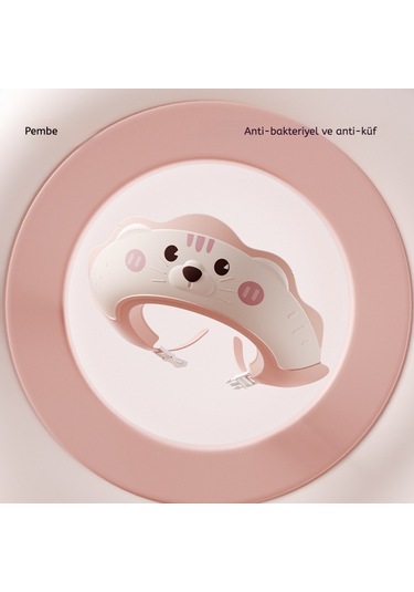 Bebek Banyo Şapkası, Yıkama Bonesi, Su Geçirmez Bebek Şampuan Siperliği Pembe