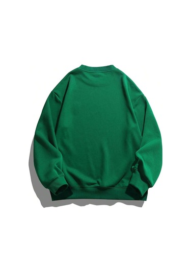 Coko Serisi Letter Graphic Sweatshirt Yeşil-p-8956 Yeşil