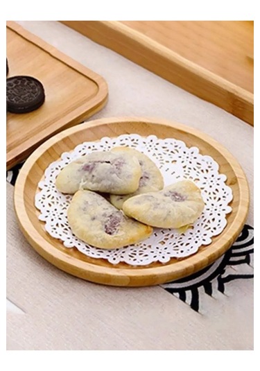 Bambu Yuvarlak Servis Tabağı Doğal, Dayanıklı Ve Çok Amaçlı Sunum Tepsisi 20x20 Cm Bambu