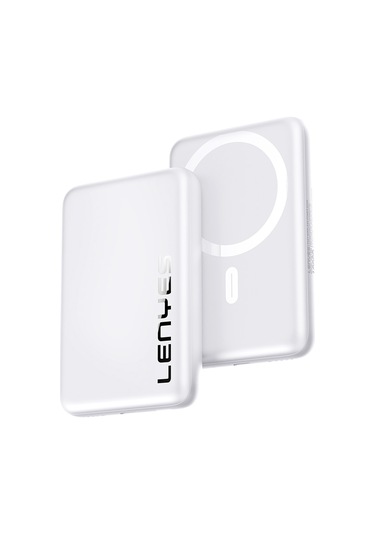 Lenyes PW139D PD 20W 10000 mAh 15 W Ultra İnce Hızlı Şarj Özellikli Wireless Powerbank Beyaz