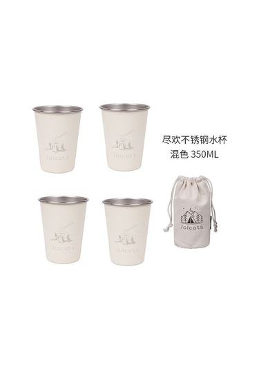 Paslanmaz Çelik Kamp Piknik Kahve Su Kırılmaz Outdoor Termos Bardak Seti 4'lü 350 Ml Beyaz Beyaz