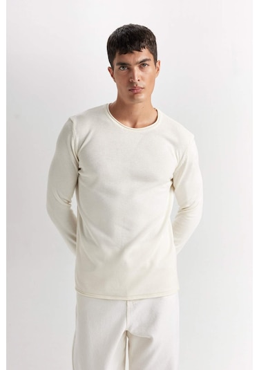 DeFacto Relax Fit Bisiklet Yaka Basic Düz Triko Kazak D3278AX24WNER139