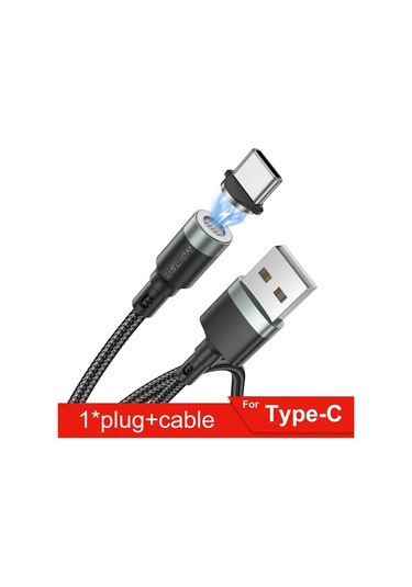 Uslıon 5a Hızlı Şarj Manyetik Kablo Tip-c/micro Usb Led Iphone Uyumlu 14 Xr Samsungkahverengi2m