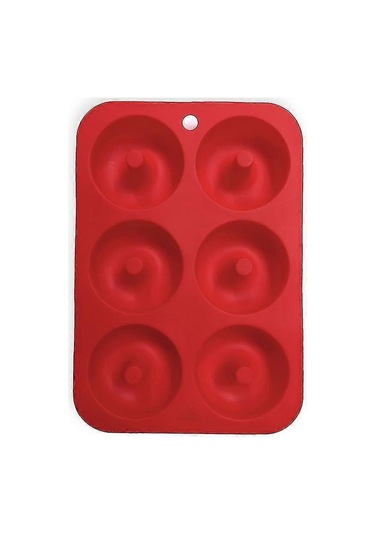 Silikon Donut Kalıbı, 6 Gözlü Kek, Kurabiye, Simit, Muffin İçin Silikon Kalıp Kırmızı Pxcl Çok Renkli