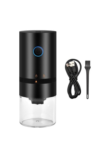 Createtech Taşınabilir Mini Elektrikli Burr Kahve Öğütücü, Ayarlanabilir Öğütme, Çıkarılabilir Hazne, Ev/seyahat/ofis İçin Siyah Siyah